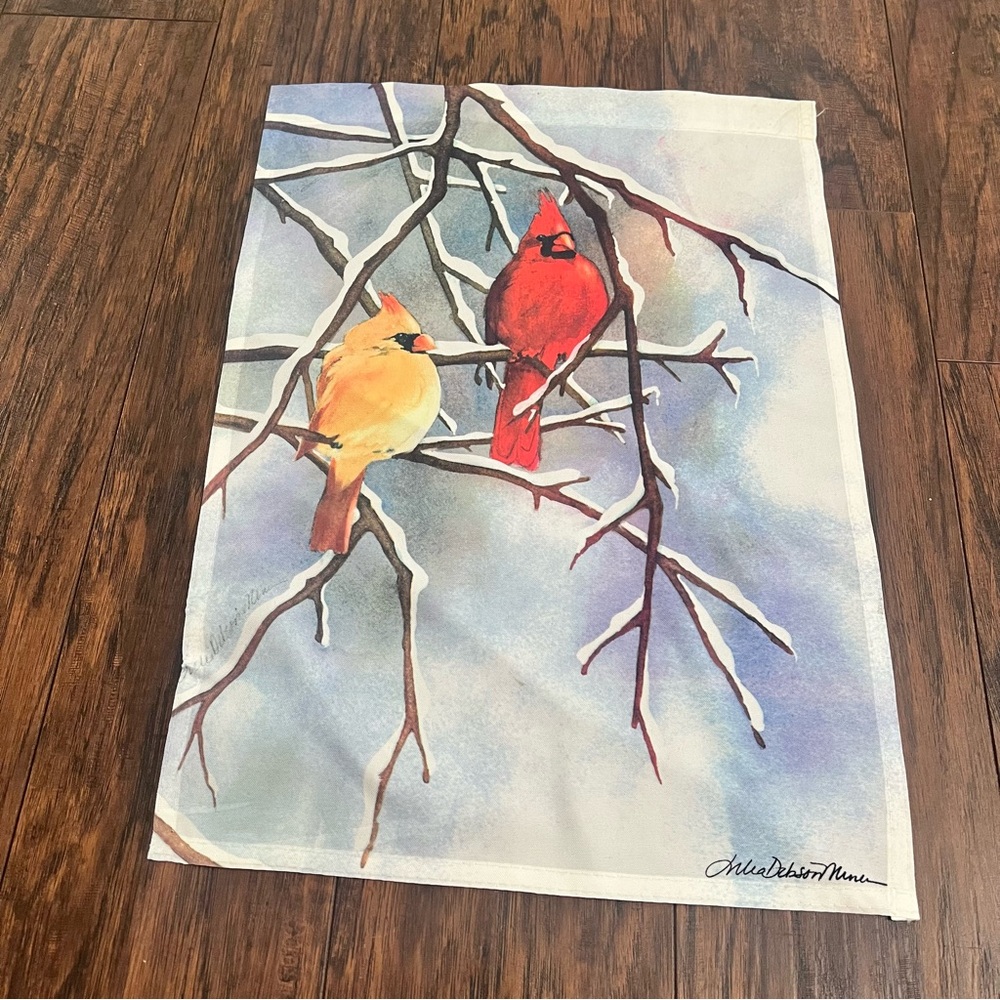 Evergreen Enterprises cardinal bird winter theme garden flag outdoor decor